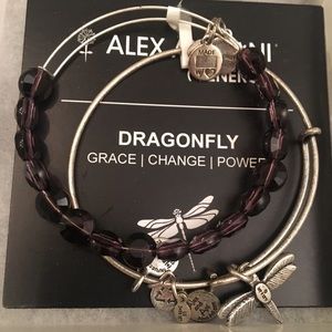 Alex and Ani Dragonfly & Purple Beaded Bracelets